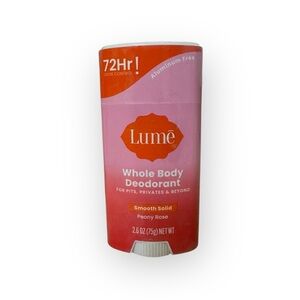 LOT OF 2 Lume Whole Body Deodorant Smooth Solid - Peony Rose